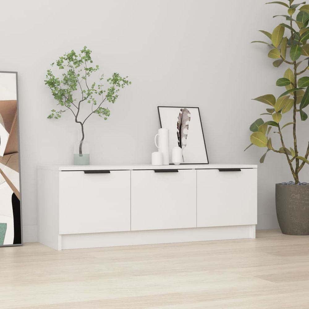 Vidaxl TV stolík lesklý biely 102x35x36,5 cm spracované drevo